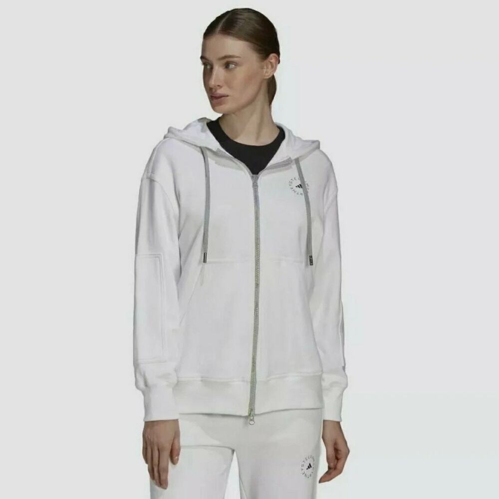 Adidas Stella McCartney ASMC FZ Full Zip Oversized Hoodie White Grey Small